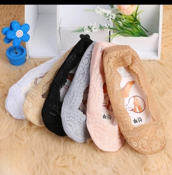 1-Pair Women's Socks Elastic Shorts Socks Non-slip Ankle Slippers Floral Lace Antiskid Liner Fashion Summer Accessories - Image 2