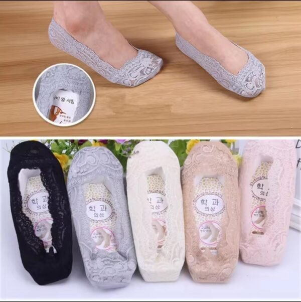 1-Pair Women's Socks Elastic Shorts Socks Non-slip Ankle Slippers Floral Lace Antiskid Liner Fashion Summer Accessories