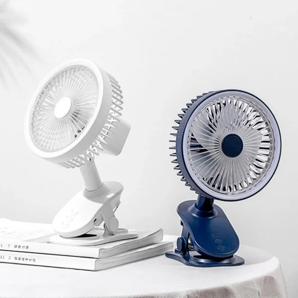 New portable 3 gears rechargeable desktop fan low noise air cooling handheld clipped circulator table fan Clip Fan USB Rechargeable Desk Fan with Sturdy Clamp, Quiet Operation, Strong Airflow with 360° Rotation for Home, Stroller, Office, Outdoor - Image 3