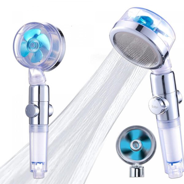 Pressurized Shower Head Turbine Shower Accessories One Piece Water Stop - Image 2