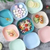 10pcs Multi-function Spit Bone Plate Set |- Household Food Grade Plastic Elliptical Plate For Kitchen - Random Color