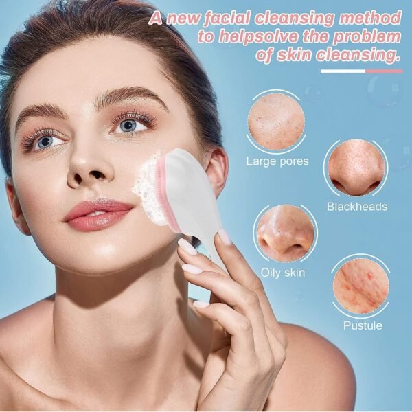 1 pcs Silicone Face Scrubber Exfoliating Brush, Manual Handheld Massager, Facial Cleansing and Blackhead Scrubber, Soft Bristles for Face Skincare (Random Color) - Image 6