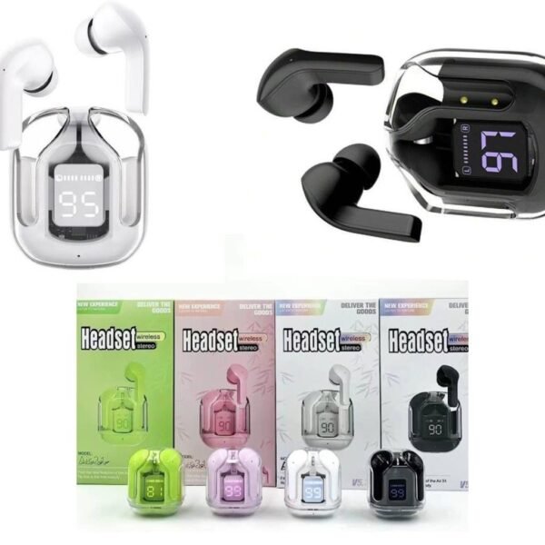 Air31 Earbuds Wireless Crystal Transparent body | Air 31 Bluetooth Ear Bud - with pouch (random color)