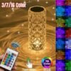 16 Colors Diamond Rose Crystal Touch Lamp Bedside Acrylic Usb Rechargeable Table Lamp - With Remote