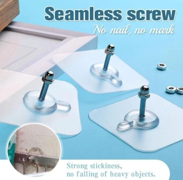 Self Adhesive Wall Screws Self Adhesive Hanging Nails Adhesive Screws Wall Mount Hooks|pack of 4