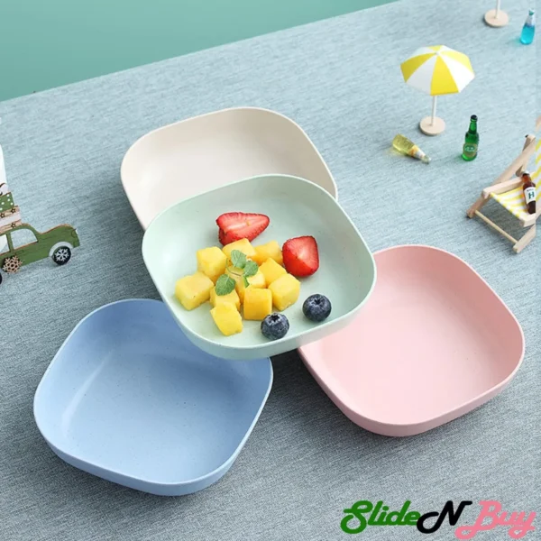 10pcs Multi-function Spit Bone Plate Set |- Household Food Grade Plastic Elliptical Plate For Kitchen - Random Color - Image 4