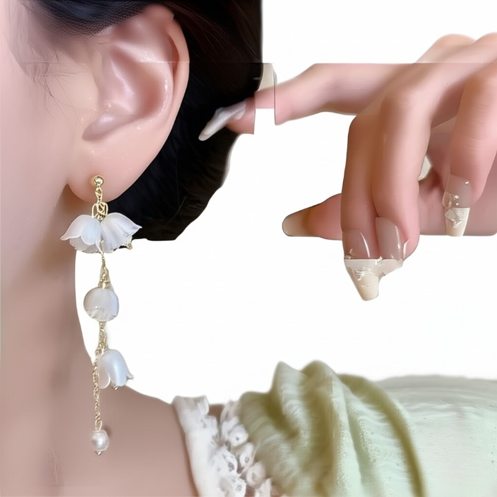 Pearl Korean Flower Earrings for Women ? Elegant White Floral Design with Classic Pearl Detailing | Stylish Fashion Jewelry for Parties, Weddings, and Daily Wear | AWJ-998